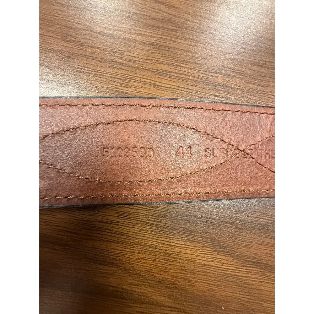 Suede Leather Western Belt Stitching Cowboy Rodeo Silver Buckle Size 44